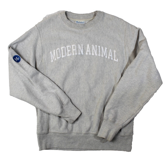 Champion Reverse Weave Sweatshirt Mens Small Gray Embroidered Campus Colligate - Picture 2 of 6